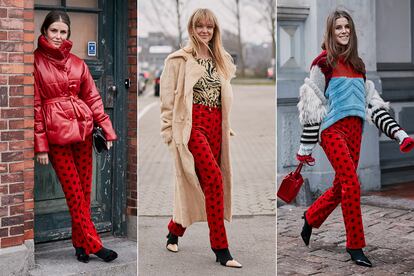 Adelantan la próxima prenda viral

Nina Sandbech y Jeanette Friis Madsen no se han separado de unos pantalones rojos estampados durante varios desfiles. Una prenda difícil que ellas defienden a la perfección. Todo apunta a que se convertirán en plaga.