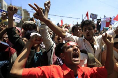 Manifestación en Saná contra el presidente de Yemen, Ali Abdalá Saleh.