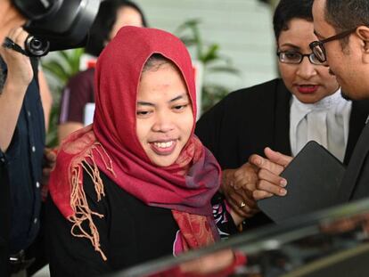 La indonesia Siti Aisyah tras conocer que quedará en libertad.