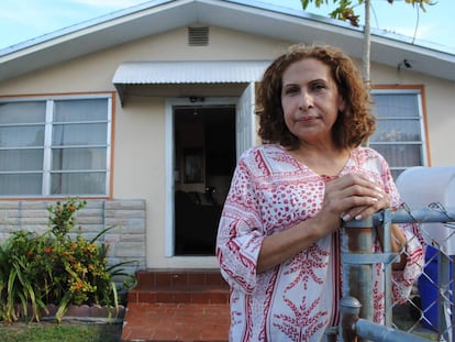 María Edith Lau outside her house in Miami.