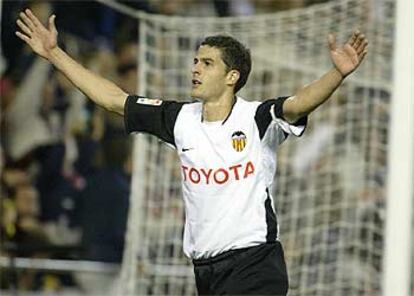 Jorge López celebra un gol al Zaragoza.