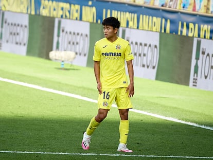 Take Kubo, en un partido con el Villarreal esta temporada en La Cerámica.