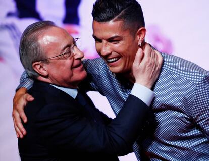 Cristiano Ronaldo y Florentino Pérez, el pasado lunes 29 de julio en Madrid.