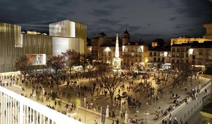 Recreación del proyecto de Antonio Banderas y el arquitecto José Seguí para los antiguos cines Astoria y Victoria, en la Plaza de la Merced.