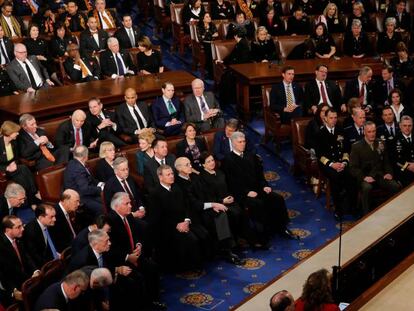 Donald Trump, durante su discurso sobre el estado de la Unión, el martes en el Capitolio de Washington.