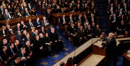 Donald Trump, durante su discurso sobre el estado de la Unión, el martes en el Capitolio de Washington.