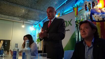 El general retirado Fulgencio Coll, candidato de Vox a la alcaldía de Palma, en un acto del partido.