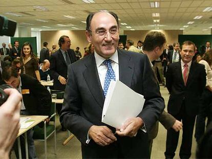 El presidente de Iberdrola, Ignacio Sánchez Galán, momentos antes de celebrar la conferencia de prensa.