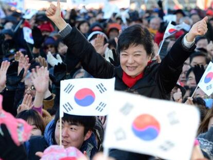 Park Geun Hye, en un acto de campa&ntilde;a en Busan (Corea del Sur), el pasado 18 de diciembre.