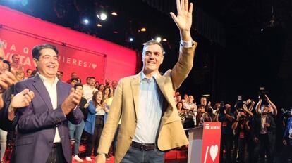 Pedro S&aacute;nchez, en un mitin en Arona, en Canarias.
 