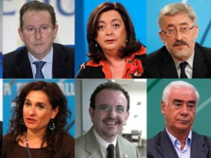 De izquierda a derecha y de arriba abajo. José Antonio Griñán. Diego Valderas, Susana Díaz, Emilio Llera, Mar Moreno, Antonio Ávila, Carmen Martínez Aguayo, Elena Cortés, Luis Planas, María Jesús Montero, Rafael Rodríguez y Luciano Alonso.