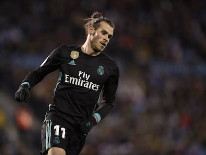 Bale celebra el primero de sus dos goles al Celta. 