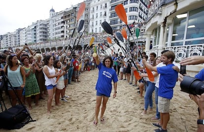 Maialen Chourraut, el d&iacute;a 16 en La Concha.