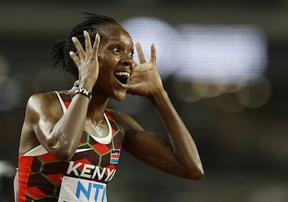 Kipyegon, tras ganar los 5.000m.