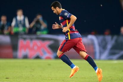 Pedro, en la final de la Supercopa de Europa frente al Sevilla.