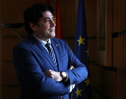 David Pérez, tras la entrevista.
