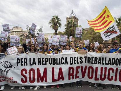 Manifestació d'estudiants contra la sentència, dijous passat.