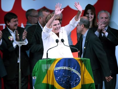 Dilma Rousseff en su primer discurso tras la victoria.