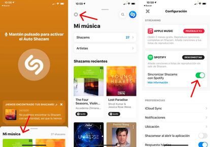 Vincula tu cuenta de Shazam con la de Spotify.