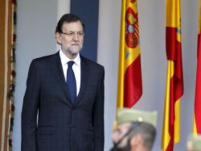 Mariano Rajoy, durante el desfile del D&iacute;a de la Fiesta Nacional.rias. 