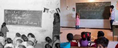 Aula de primaria de wilaya de Bojador (1976 - 2017). Sáhara Occidental.