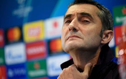 Ernesto Valverde, a la roda de premsa després del partit de Champions.