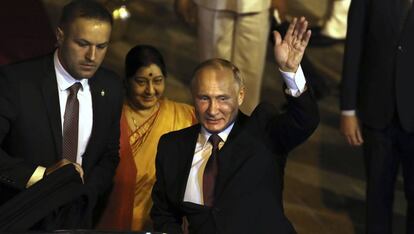 El presidente ruso, Vladimir Putin, a su llegada a India.