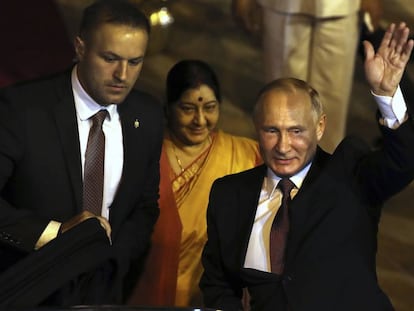 El presidente ruso, Vladimir Putin, a su llegada a India.