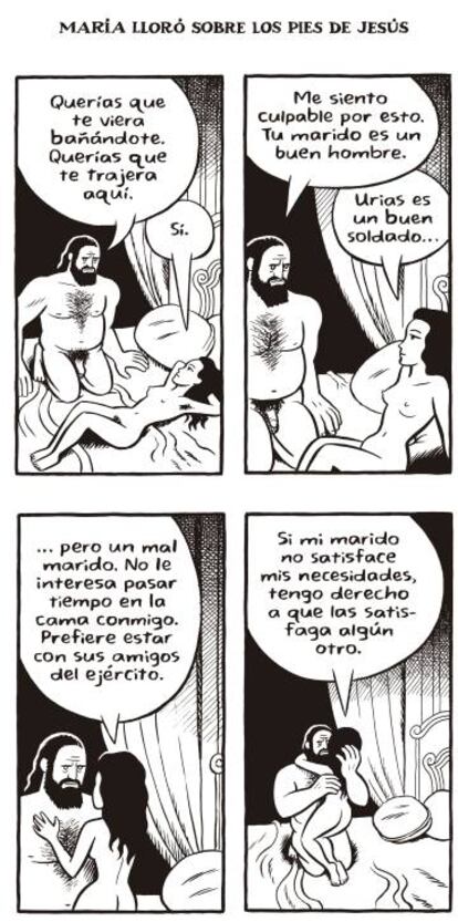 Viñetas de 'María lloró sobre los pies de Jesús', de Chester Brown.