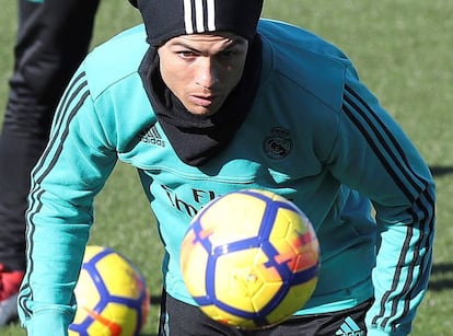 Cristiano, en una práctica del Madrid.