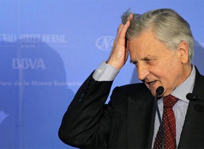 El presidente del Banco Central Europeo, Jean- Claude Trichet, en Madrid en el Foro Nueva Economía