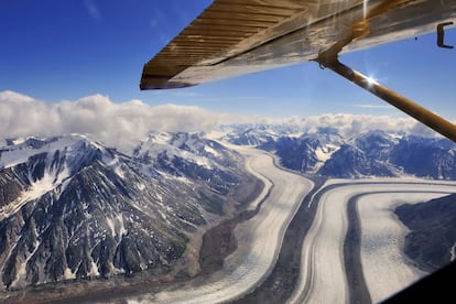 Vista aérea del Kluane National Park, reconocido por la Unesco como un “imperio de montañas y hielo”.