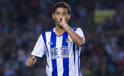 Vela celebra su anotaci&oacute;n contra el Betis