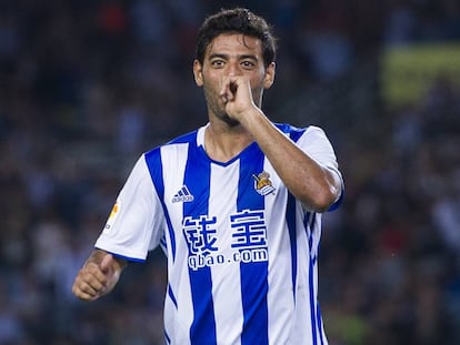 Vela celebra su anotaci&oacute;n contra el Betis