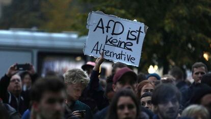 Protestas en Berlín en septiembre de 2019 por la llegada al Parlamento del partido xenófobo Alternativa por Alemania (AFD).