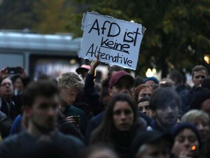 Protestas en Berlín en septiembre de 2019 por la llegada al Parlamento del partido xenófobo Alternativa por Alemania (AFD).