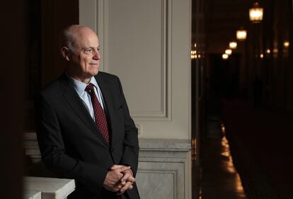 José Manuel Campa, presidente de la Autoridad Bancaria Europea, el pasado miércoles antes de la entrevista, en la sede del Banco de España, en Madrid.