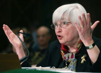 La presidenta de la Fed, Janet Yellen, en su comparecencia ante el Senado.