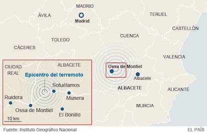 The epicenter of the quake was in Ossa de Montiel, Albacete province.