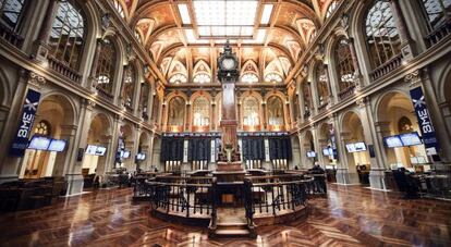 Patio de operaciones de la Bolsa de Madrid.