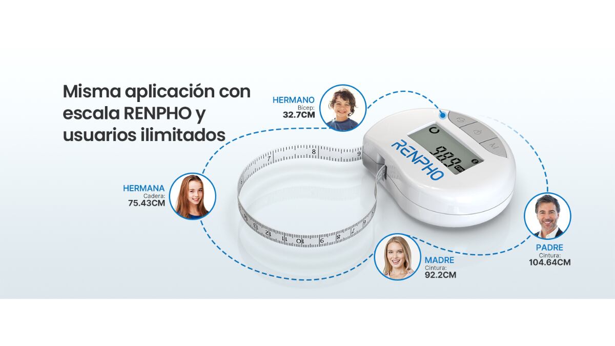 Esta cinta métrica inteligente guarda los datos de deferentes personas.