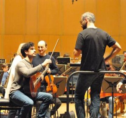 Ensayos de la Sinfónica, con Sáinz Villegas y Slobodeniouk, la semana pasada.