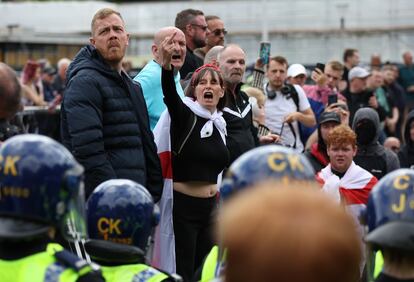 Manifestación de ultraderecha en Manchester.