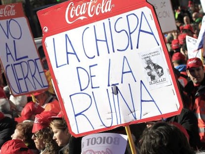 Manifestaci&oacute;n de Coca-Cola en Madrid en febrero de 2014.