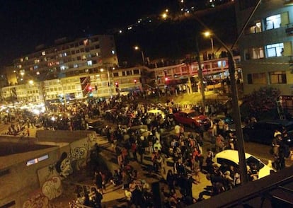 Una avenida de la ciudad de Antofagasta durante la evacuación de la zona costera.