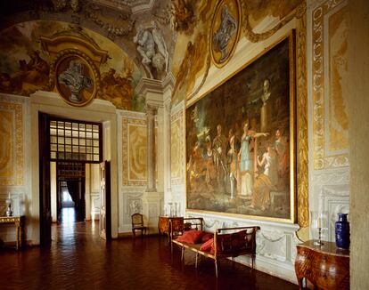 El Hall del Palacio Nacional de Mafra, dise?ado por el arquitecto Johann Friedrich Ludwig en el siglo XVIII.