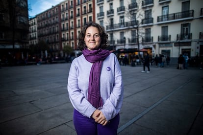 Catalina Braña, de 19 años, en una de las protestas feministas de Madrid.
