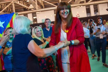 Laura Borràs, durante el congreso de Junts Per Catalunya celebrado en L`Hospitalet de Llobregat.