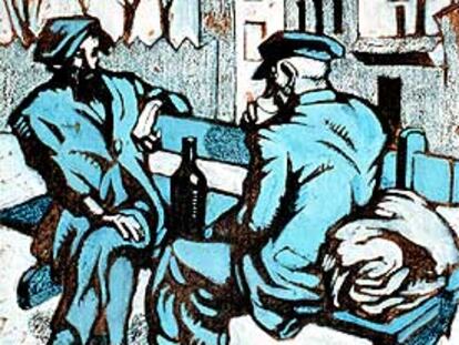 Dibujo de Juan Gris reproducido en la portada de la revista <i>Charivari</i> el 1 de enero de 1911 (colección particular).