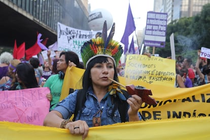 Marcha en São Paulo el pasado 8 de marzo. 